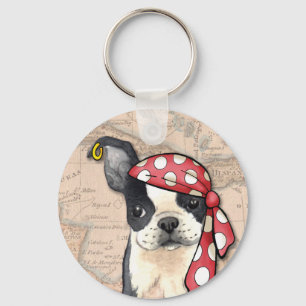 Boston Terrier Pirat Nyckelring