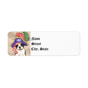 Boston Terrier Pirat Returadress Etikett