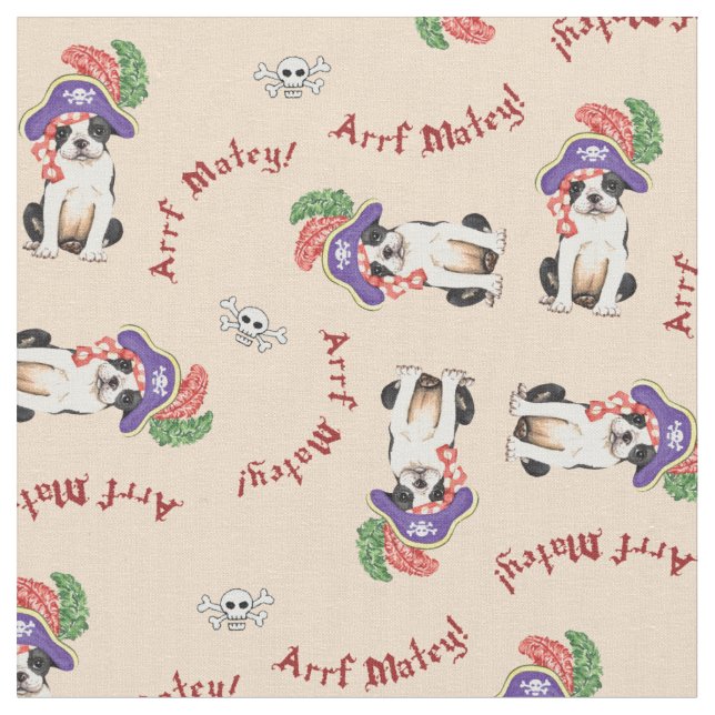 Boston Terrier Pirat Tyg (Närbild)