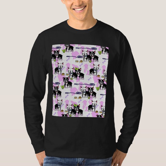 Boston Terrier Pixelart Mönster Graphic T Shirt (Framsida)