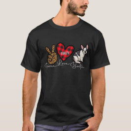 Boston Terrier Play Peace Kärlek Cute Hund T Shirt