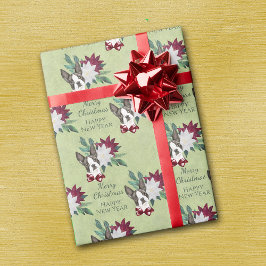 Boston Terrier Poinsettia jul - nyår Presentpapper