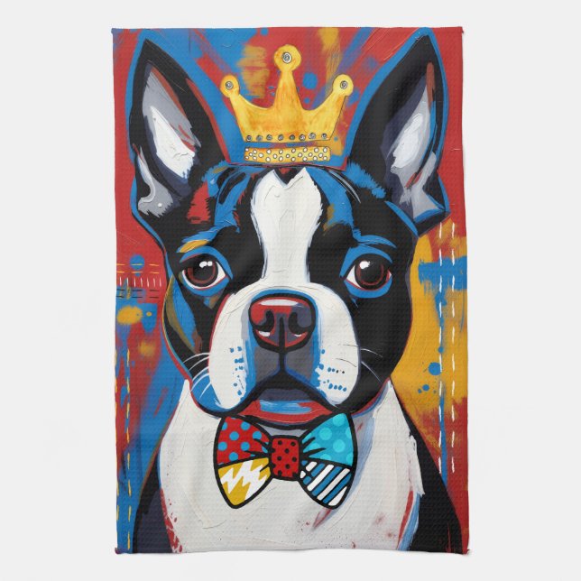 Boston Terrier Pop Art Köksduk Kökshandduk (Vertikal)