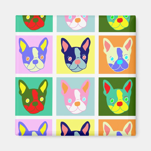Boston Terrier Pop Art Magnet (Framsidan)