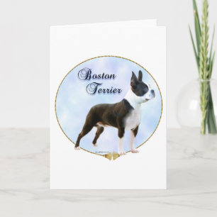 Boston Terrier Porträtt Helgkort