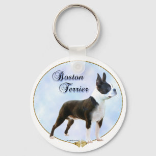 Boston Terrier Porträtt Keychain Nyckelring