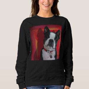 Boston Terrier Porträtt på Red Background T Shirt