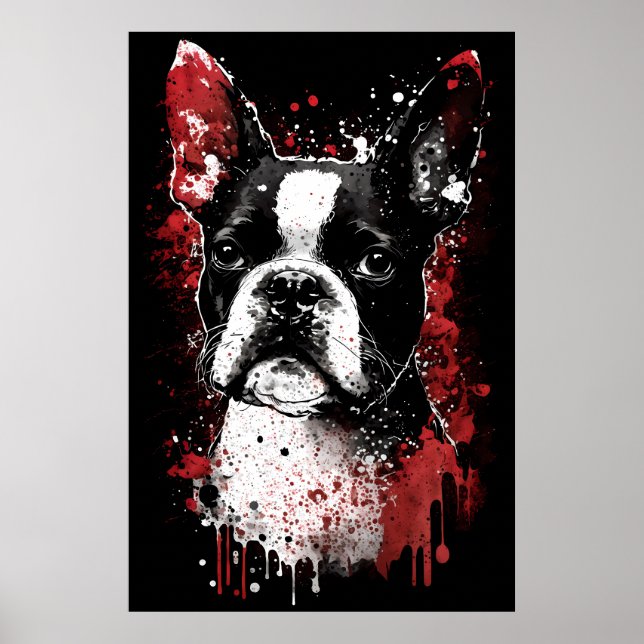Boston Terrier Porträtt Poster (Framsidan)