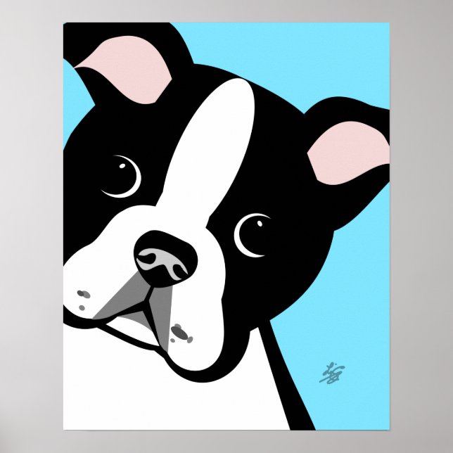 Boston Terrier Porträtt Poster (Framsidan)