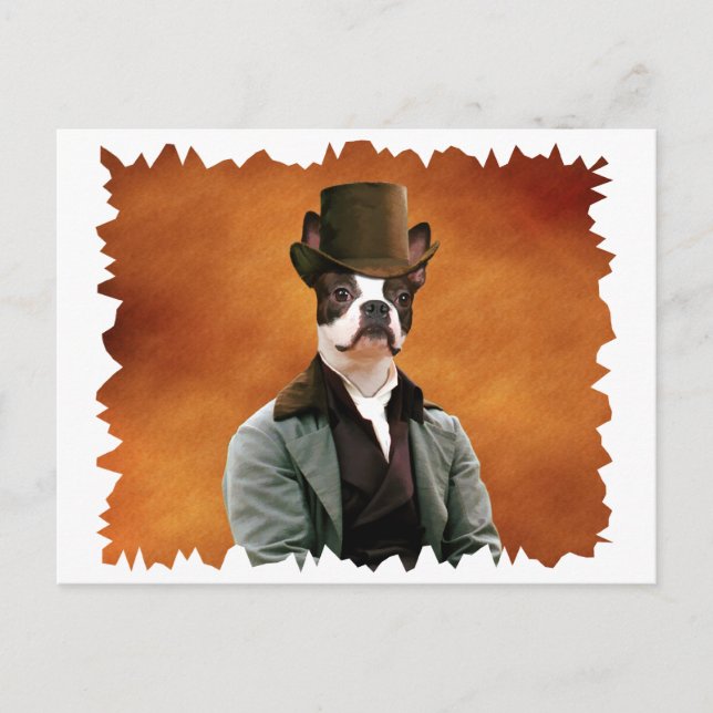 Boston Terrier Postcard Nobility Hundar Gift Vykort (Framsida)