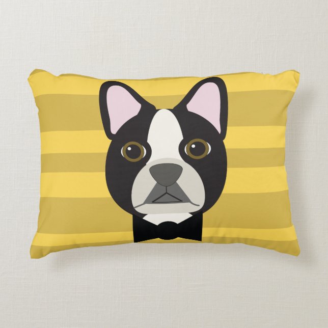 Boston Terrier Prydnadskudde (Framsidan)