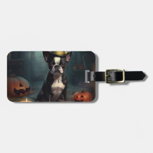 Boston Terrier Pumpa Halloween Skräcklig Bagagebricka