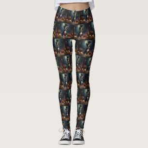 Boston Terrier Pumpakvar Halloween Skräckinjagande Leggings