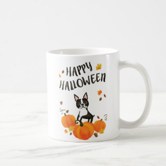 Boston Terrier Pumpkin Höst löv Halloween Mugg