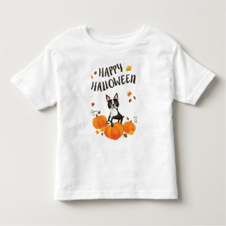 Boston Terrier Pumpkin Höst löv Halloween Shirt T-shirt