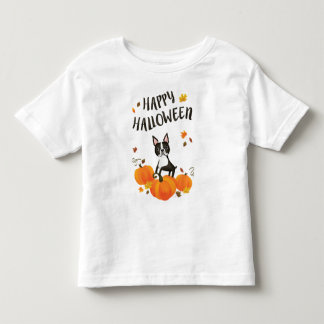 Boston Terrier Pumpkin Höst löv Halloween Shirt Tröja