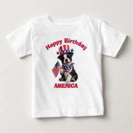 Boston Terrier Puppy (2b) Patriotic Kid T-Shirt
