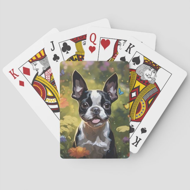 Boston Terrier Puppy Casinokort (Baksidan)