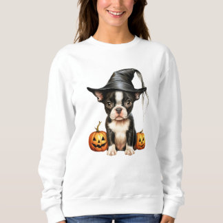 Boston Terrier Puppy Halloween Sweatshirt T Shirt