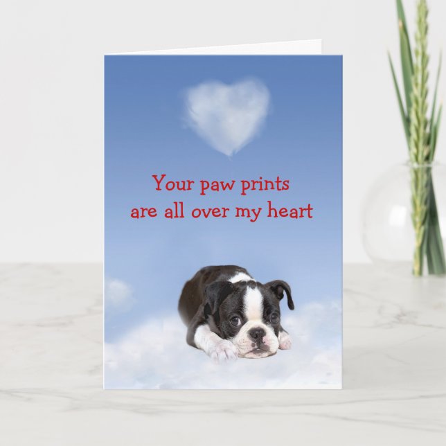Boston Terrier Puppy Kärlek Card Helgkort (Framsida)
