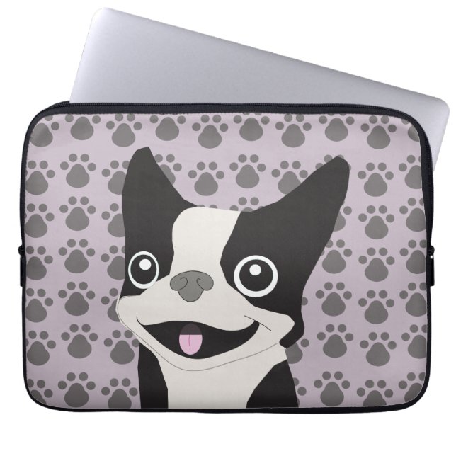 Boston Terrier, Purple lavender Laptop Fodral (Framsidan)