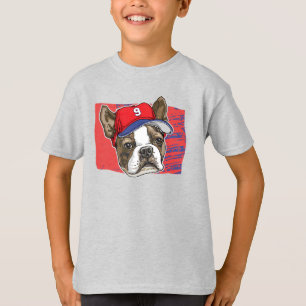 Boston Terrier Red Baseball Hat BKG T Shirt