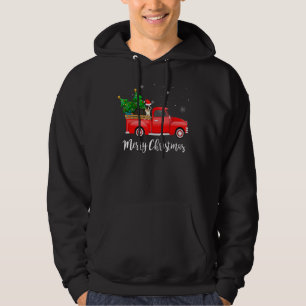 Boston Terrier Red Lastbil Julgran Julafton Hund Hoodie