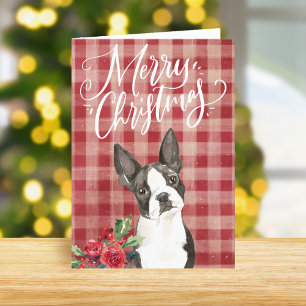 Boston Terrier Red Play jul Helgkort