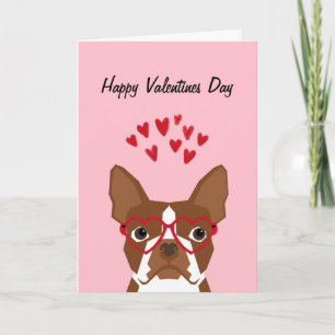 Boston Terrier Red Valentiness Kärlek Card Helgkort