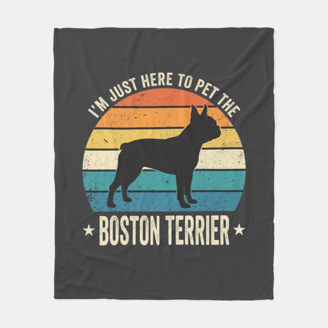 Boston Terrier Retro Hundälskare Grafisk_1 Fleecefilt (Framsidan)