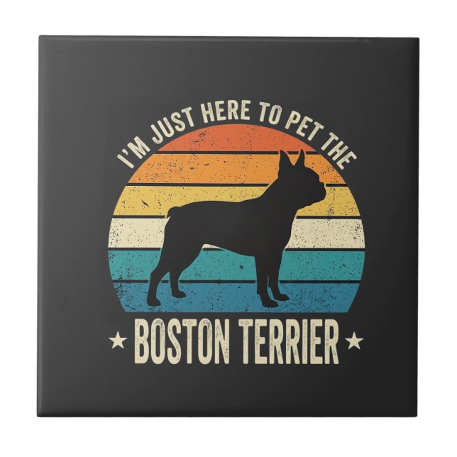 Boston Terrier Retro Hundälskare Grafisk_1 Kakelplatta (Framsidan)
