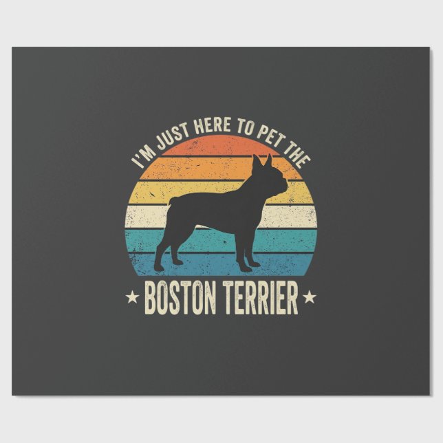 Boston Terrier Retro Hundälskare Grafisk_1 Presentpapper (Platt)