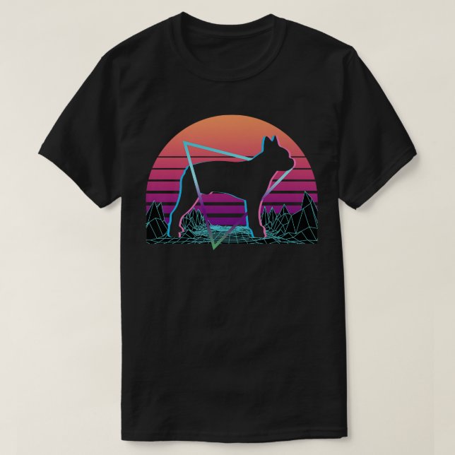 Boston Terrier Retro Premium  T Shirt (Design framsida)