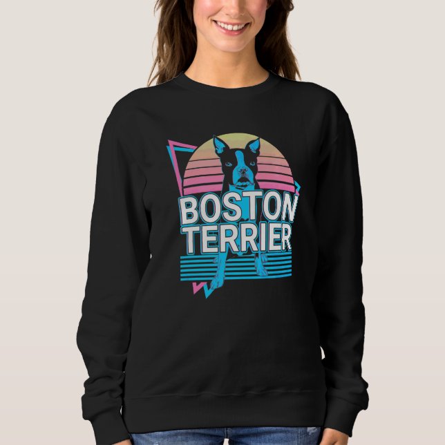 Boston Terrier Retro   T Shirt (Framsida)