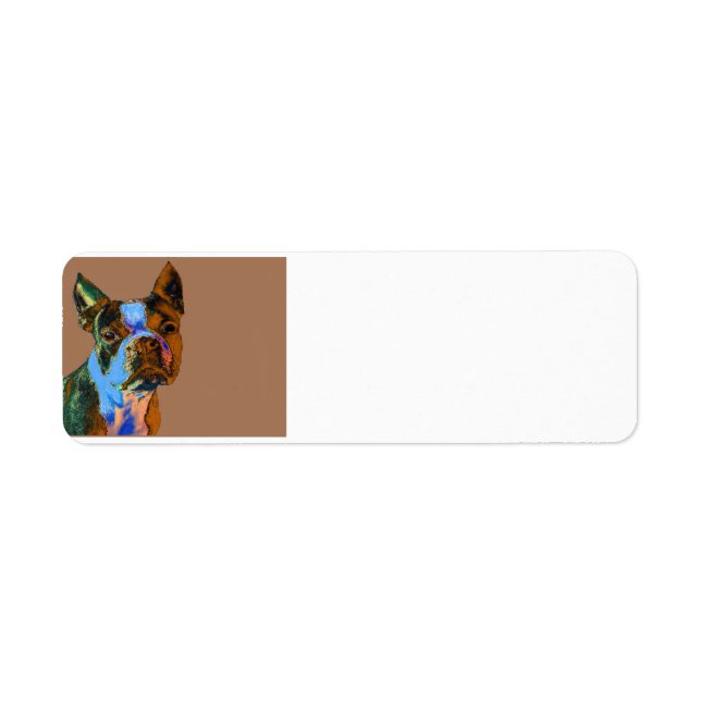 Boston Terrier Returadress Etikett (Framsidan)