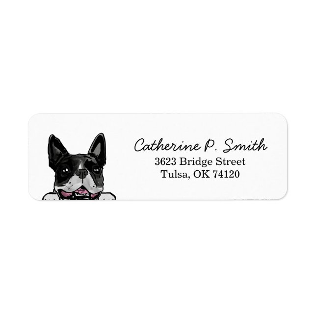 Boston Terrier Returadress Returadress Etikett (Framsidan)
