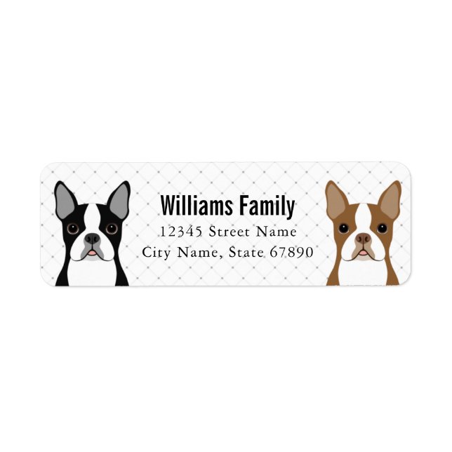 Boston Terrier Returadressetiketter Returadress Etikett (Framsidan)