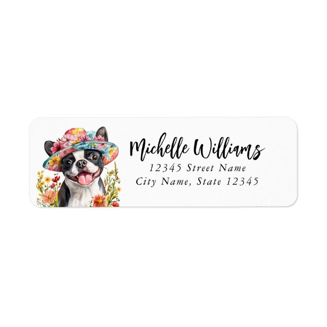 Boston Terrier Returadressetiketter Returadress Etikett (Framsidan)