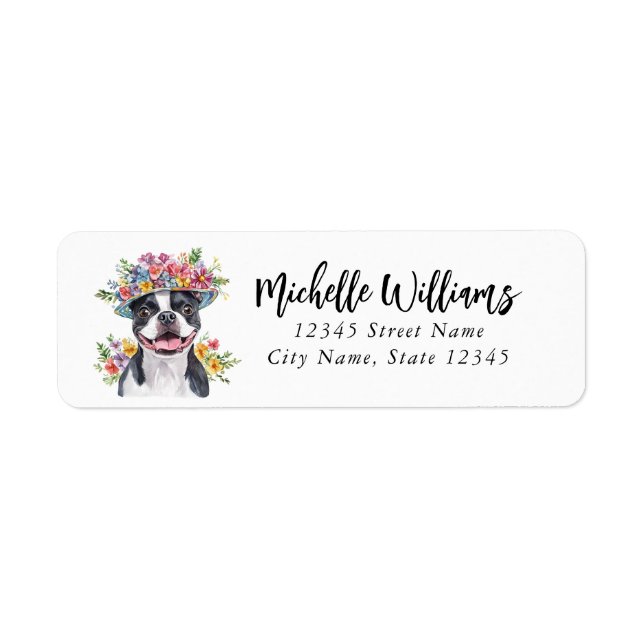 Boston Terrier Returadressetiketter Returadress Etikett (Framsidan)