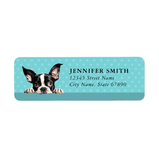 Boston Terrier Returetiketters Returadress Etikett (Framsidan)