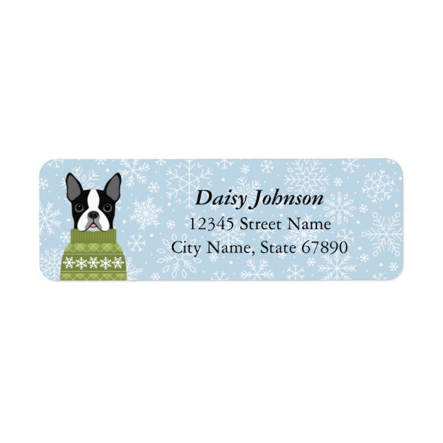 Boston Terrier Returetiketters Returadress Etikett (Framsidan)