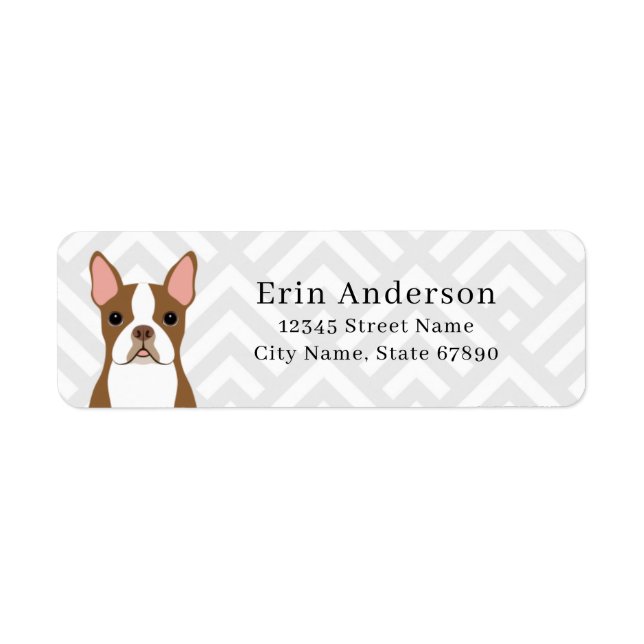 Boston Terrier Returetiketters Returadress Etikett (Framsidan)