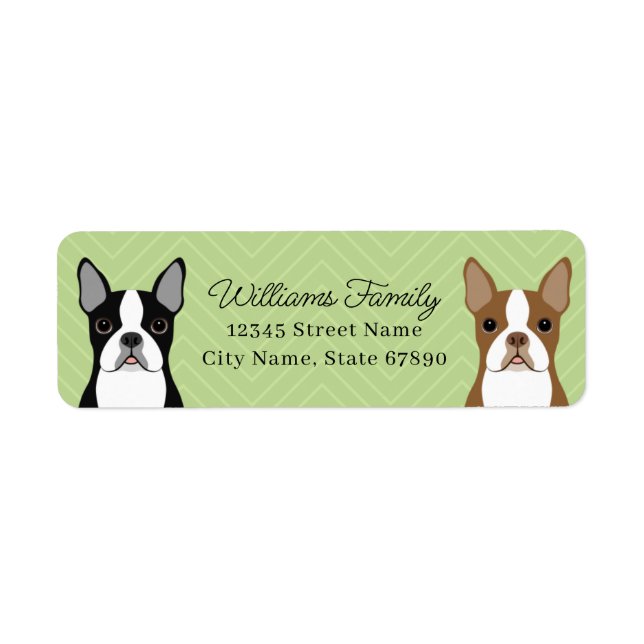 Boston Terrier Returetiketters Returadress Etikett (Framsidan)