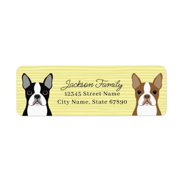 Boston Terrier Returetiketters Returadress Etikett (Framsidan)