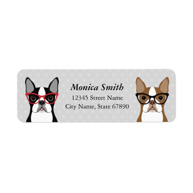 Boston Terrier Returetiketters Returadress Etikett (Framsidan)