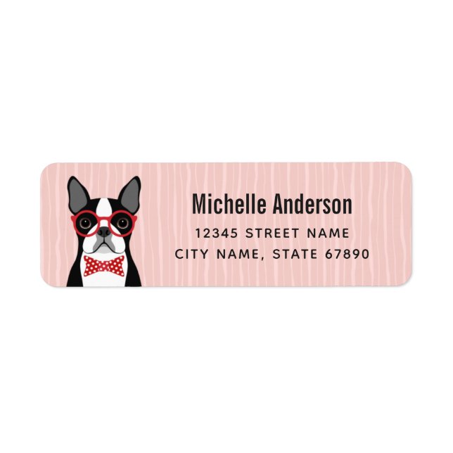 Boston Terrier Returetiketters Returadress Etikett (Framsidan)