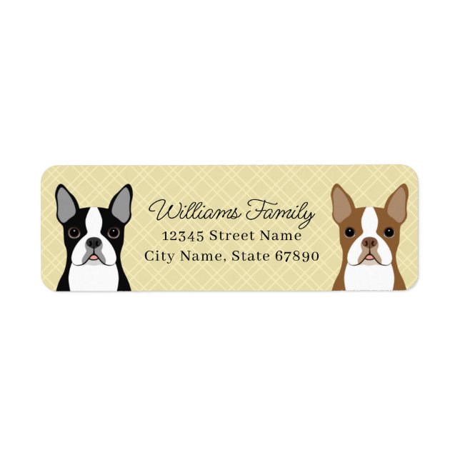 Boston Terrier Returetiketters Returadress Etikett (Framsidan)