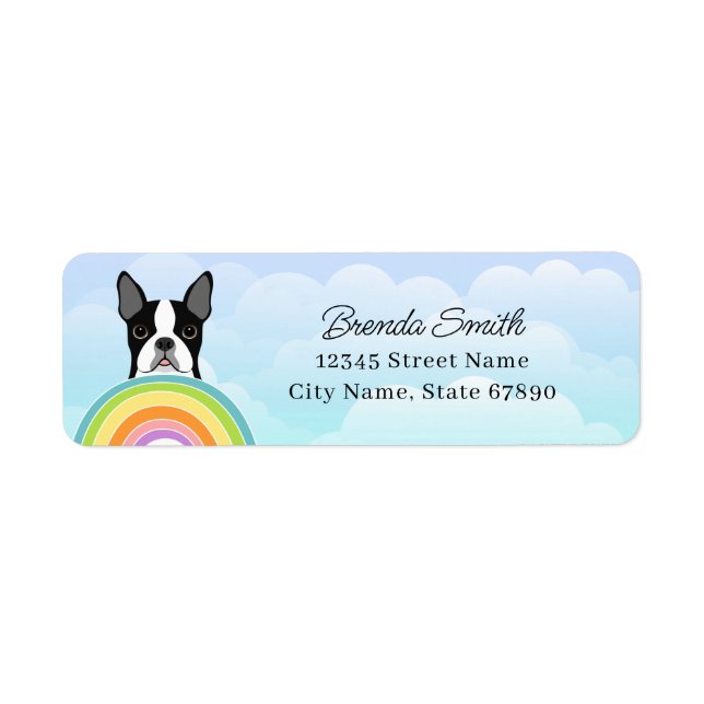 Boston Terrier Returetiketters Returadress Etikett (Framsidan)