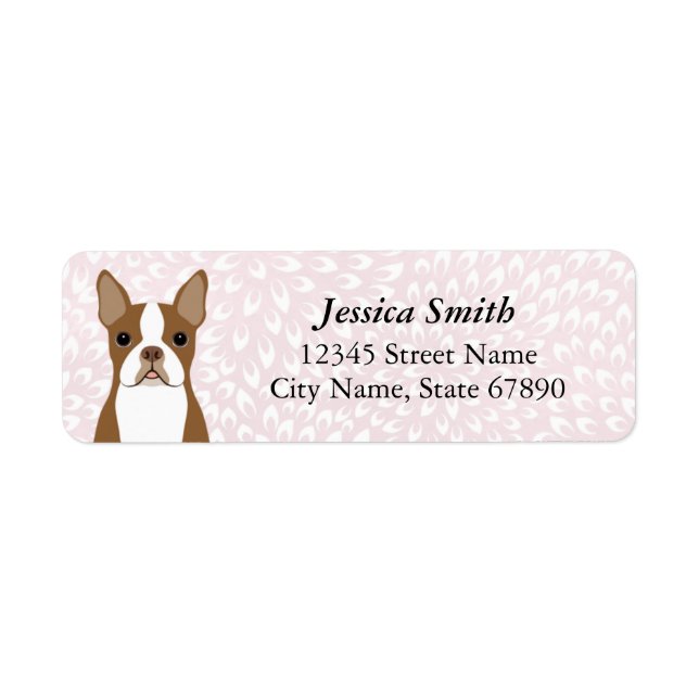 Boston Terrier Returetiketters Returadress Etikett (Framsidan)