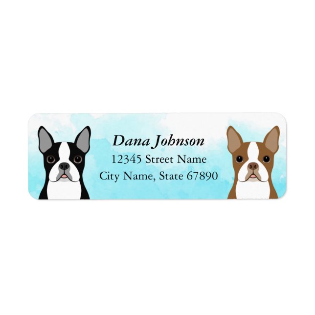 Boston Terrier Returetiketters Returadress Etikett (Framsidan)
